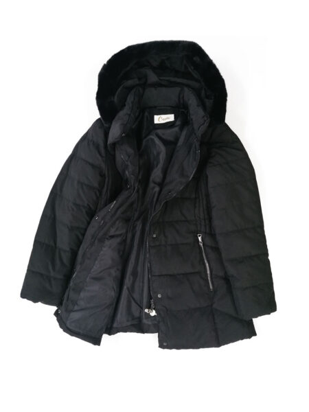 Giaccone trapuntato donna art. 8008  CAPRISE con cappuccio staccabile colore nero - immagine 2