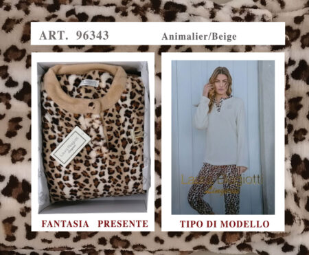 Pigiama donna serafino coral art. 96343 Laura Biagiotti animalier beige
