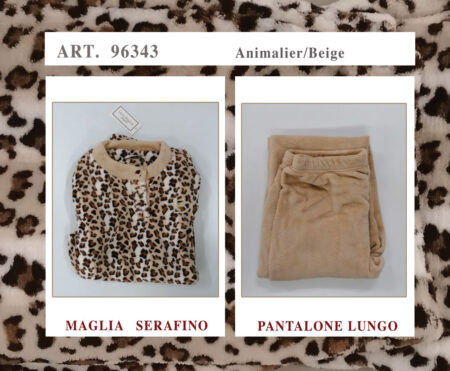 Pigiama donna serafino coral art. 96343 Laura Biagiotti animalier beige - immagine 2
