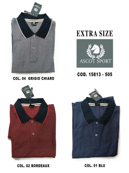 Polo uomo  manica lunga con  contrasto sul collo  Art. 15813-505, ASCOT SPORT oversize