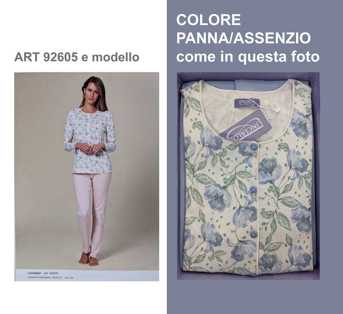 Pigiama giovanile tipo tuta da donna in cotone Linclalor art. 92605