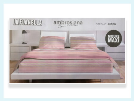 Completo lenzuola flanella Matrimoniale 2 piazze misura Maxi  art. La Flanella dis. Alison Ambrosiana var. rosa