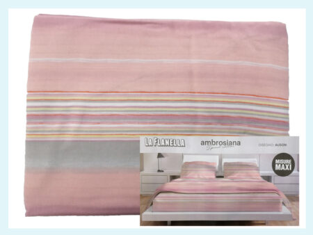 Completo lenzuola flanella Matrimoniale 2 piazze misura Maxi  art. La Flanella dis. Alison Ambrosiana var. rosa - immagine 2