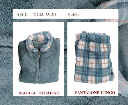Pigiama aperto donna  coral  Art. 2144-W20, CIPPI salvia - immagine 2