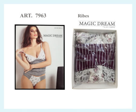 Coordinato donna  in cotone elasticizzato canotta + slip (brasiliana)  art. 7963 Magic Dream ribes