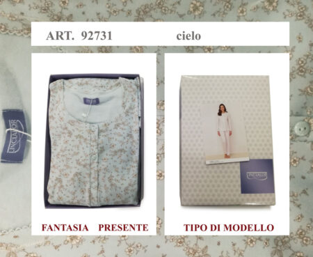 Pigiama donna serafino caldo cotone  Art. 92731, Linclalor  var. Cielo