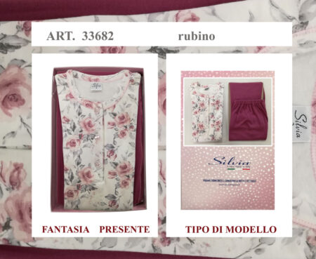 Pigiama donna serafino interlock  Art. 33682, Silvia var. Rubino <i><span style="color: red;">ESAURITO</span></i>