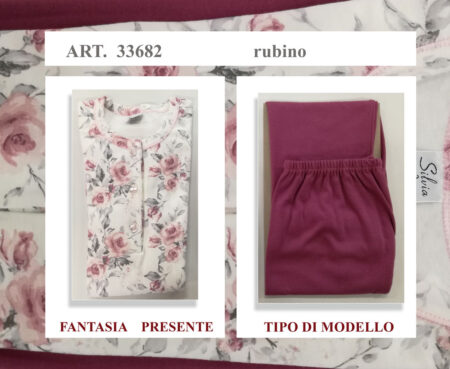 Pigiama donna serafino interlock  Art. 33682, Silvia var. Rubino <i><span style="color: red;">ESAURITO</span></i> - immagine 2