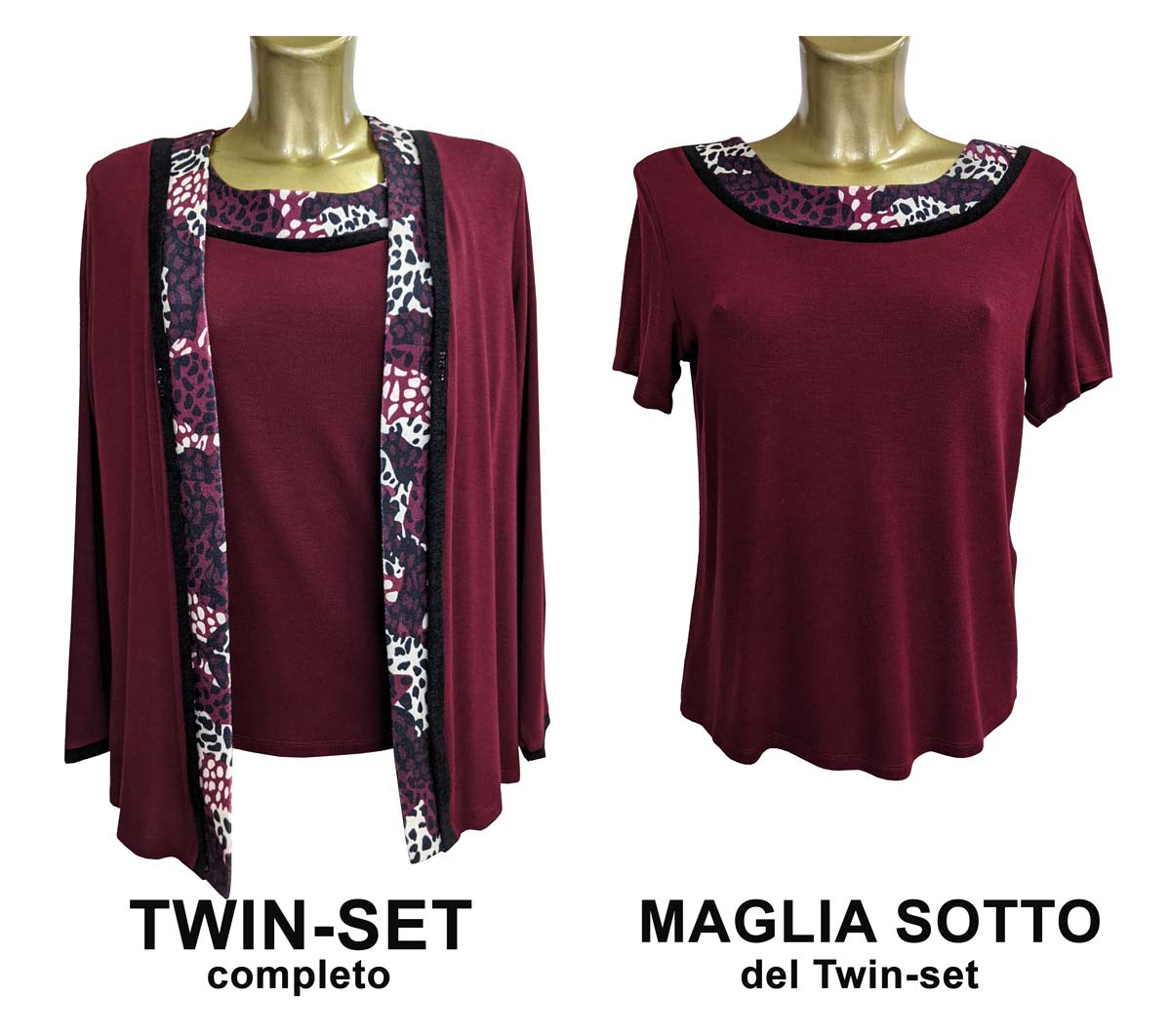 Twin-set gemelli due pezzi cardigan t-shirt da donna signora