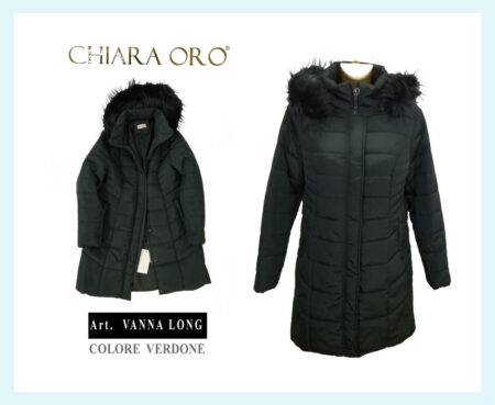 Giaccone con cappuccio da donna trapuntato CHIARA ORO New Vanna Long verdone