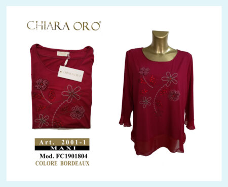 Maglia girocollo manica lunga Chiara Oro  art. 2001-1 Mod. FC1901804 colore bordeaux