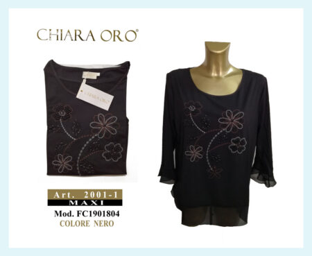 Maglia girocollo manica lunga Chiara Oro  art. 2001-1 Mod. FC1901804 colore nero