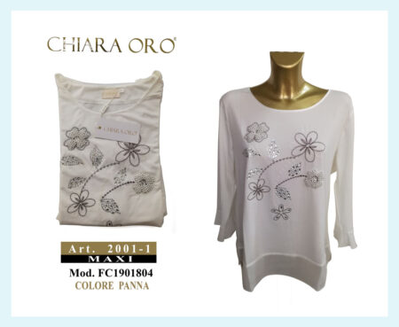 Maglia girocollo manica lunga Chiara Oro  art. 2001-1 Mod. FC1901804 colore panna