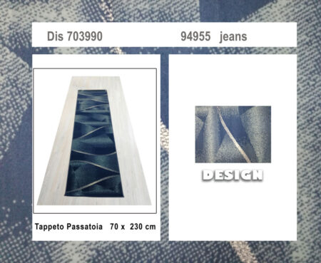 Tappeto passatoia 70 x 230 cm forme geometriche, art. 703390 colore jeans Articolo <i><span style="color: red;">ESAURITO</span></i>