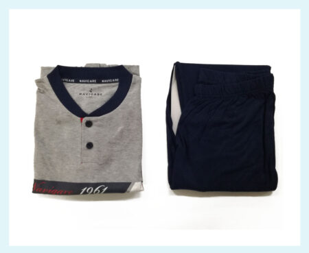 Pigiama Uomo  Serafino  jersey  colore Grigio melange,  art.  B2141185,  Navigare <i><span style="color: red;">ESAURITO</span></i> - immagine 2