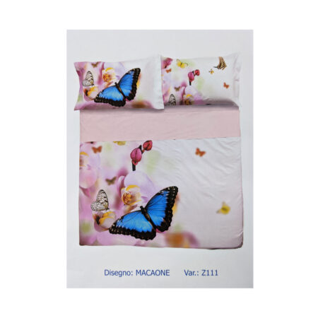 completo lenzuola matrimoniale con farfalle fiori