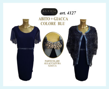 Abito + giacca donna Alexia Couture  art. 4127 colore blu  taglia calibrata