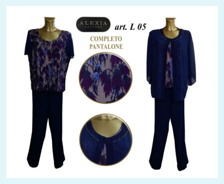 Completo donna pantalone Alexia Couture  art. L 05 colore blu  taglia calibrata