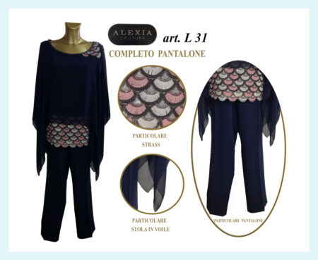 Completo donna pantalone Alexia Couture art. L 31 colore blu taglia calibrata <i><span style="color: red;">ESAURITO</span></i>