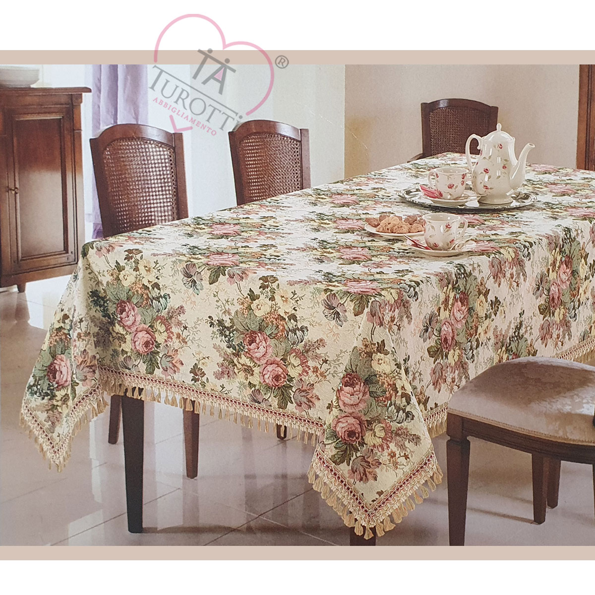 Copritavolo rettangolare Gobelin FLOREAL a fiori 150 per 180 cm