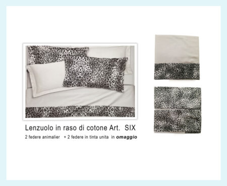 Completo lenzuola in raso di cotone matrimoniale 2 piazze  con 4 federe   art. Six, GF Ferrari