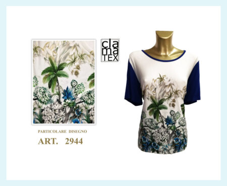 Maglia girocollo manica corta donna Clamatex  art. 2944 blu