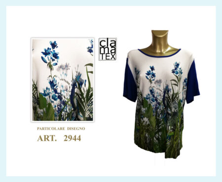 Maglia girocollo manica corta donna Clamatex  art. 2944 blu versione alternativa