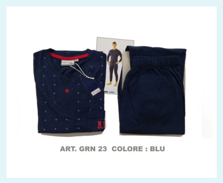 Pigiama Uomo  serafino  cotone  Blu art. , GRN 23 Notteluna