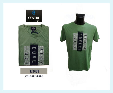 T-Shirt Uomo Coveri Moving art. TJ2438 100 % cotone colore verde