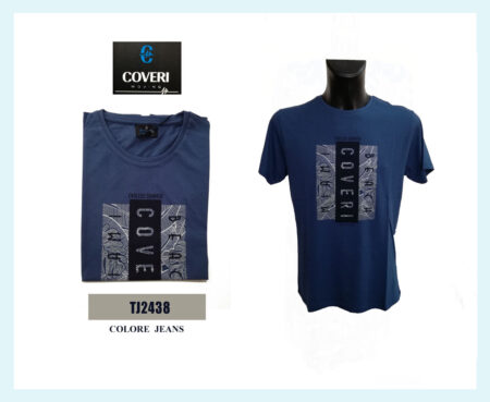 T-Shirt Uomo Coveri Moving art. TJ2438 100 % cotone colore jeans