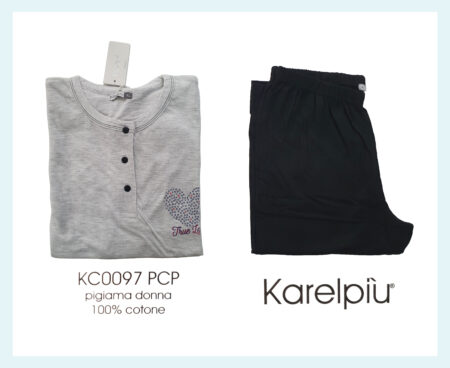 pigiama da donna corto Karelpiù  in cotone art. KC0097 PCP  variante grigio