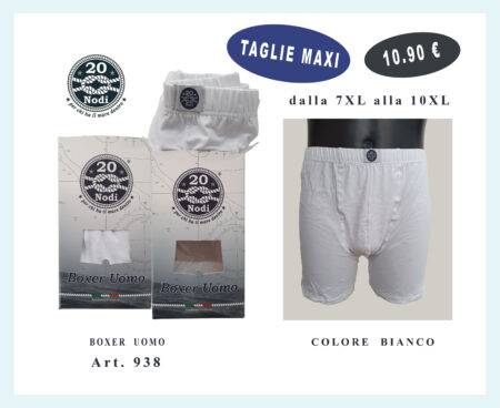 boxer uomo cotone  art. 938, 20 Nodi  dalla 7XL alla 10XL