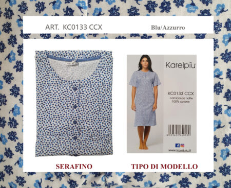 Camicia da notte serafino KC0133CCX  Karelpiù  colore fiori blu/azzurro taglie over