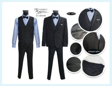 Smoking uomo  FB Fashion giacca  gilet  e pantalone art. Arbore