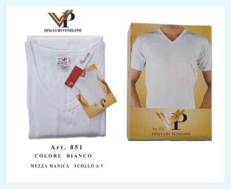 Maglia intima uomo filoscozia  con scollo a V art. 851 Pinuccio Venegoni