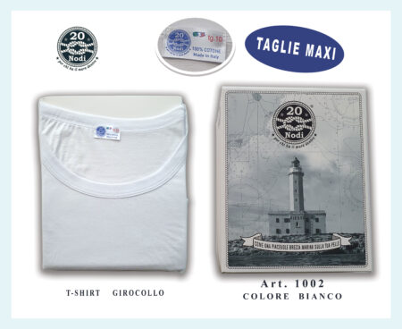 20 Nodi maglia t-shirt girocollo elasticizzata intimo taglie forti uomo 1002 bianco