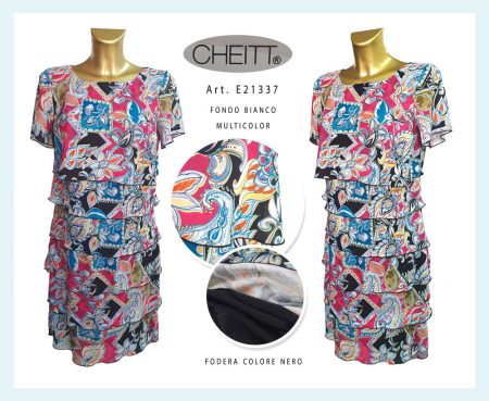 Abito  con balze  leggero donna  mezza manica art. E21337, Cheitt