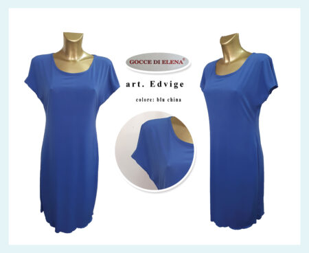 Abito leggero estivo donna mezza manica Gocce di Elena art. Edvige blu