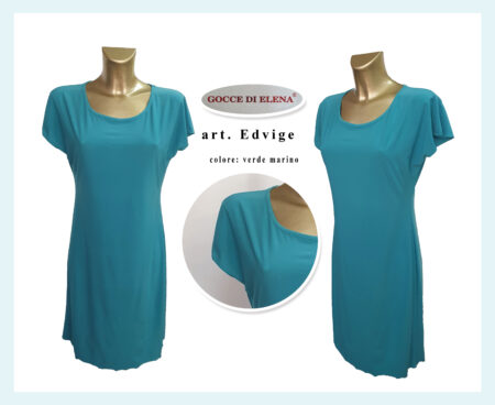 Abito leggero estivo donna  mezza manica art. Edvige, Gocce di Elena var. verde marino