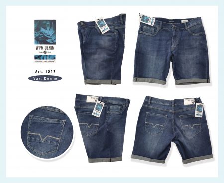 Jeans corto Uomo slavato  ID17 WPM Indigo Blue