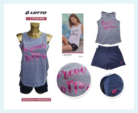 pigiama da donna corto Lotto  in cotone art. LP2048 Denim Melange