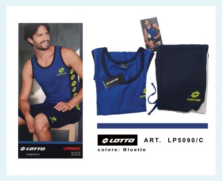 Pigiama Lotto Uomo leggero  canotta + calzoncino  art.  LP5090/C  conformato colore bluette