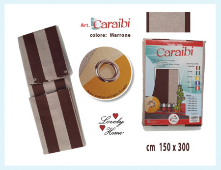 Tende da sole Caraibi 150x300 cm marrone Lovely Home con anelli per miglior fissaggio