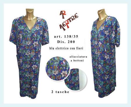 Grembiule Vestaglia Classica Donna Mezza Manica Apertura con Bottoni Art. 138/35, AERTRE  dis. 200