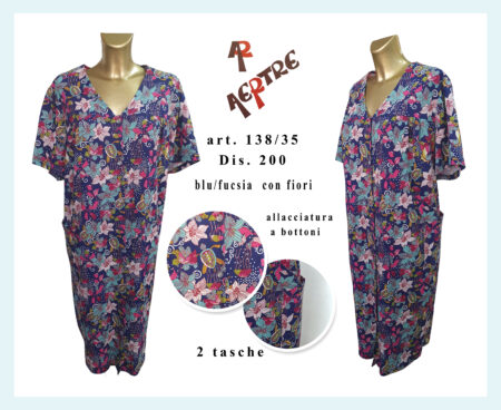 Grembiule Vestaglia Classica Donna Mezza Manica Apertura con Bottoni Art. 138/35, AERTRE  dis. 200