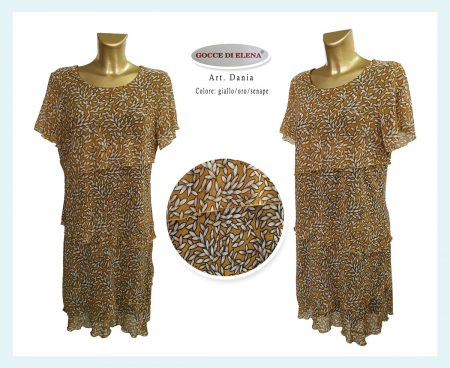 Abito con balze estivo donna  mezza manica art. Dania, Gocce di Elena dis. chicchi var oro