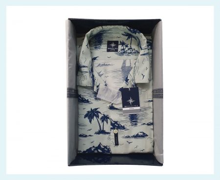 Camicia  Uomo  Mezza  manica  Art. Boowling SQ 789A, Blusalina con bottoncini V08 con palme