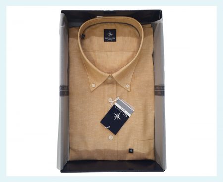 Camicia  Uomo  Mezza  manica  Art. Dakar SR 608E, Blusalina con bottoncini V73 ocra