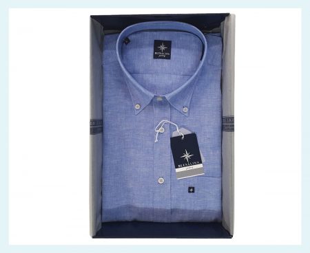 Camicia  Uomo  Mezza  manica  Art. Dakar SR 608E, Blusalina con bottoncini V23 azzurro