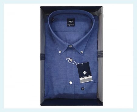 Camicia  Uomo  Mezza  manica  Art. Dakar SR 608E, Blusalina con bottoncini V26 bluette